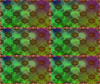 Yeşil ve kahverengi renkli çiçekler. Raster illüstrasyonu. Kusursuz çiçek deseni duvar kağıdı için kullanılabilir.