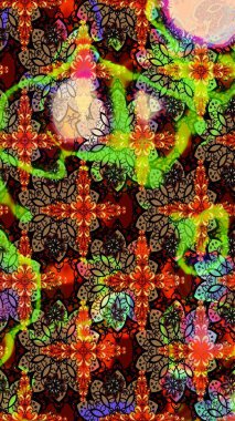 Siyah ve kahverengi renkte çiçekler. Raster illüstrasyonunda çiçek deseni çizimi.