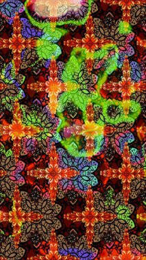 Siyah ve kahverengi renkte çiçekler. Raster illüstrasyonunda çiçek deseni çizimi.