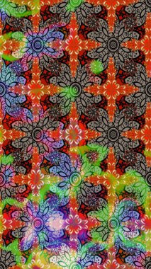 Raster illüstrasyonu. Ultraviyole kumaş deseni. Çizim kalıbı. Organik motif arkaplanı.