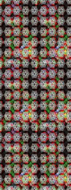 Raster Güzel kumaş deseni. Raster suluboya deseni, narin çiçekler, siyah çiçekler, tebrik kartı şablonu..