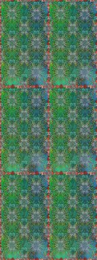 Tekstil, kumaş, kapaklar, duvar kağıtları, baskı, naylon, yapıştırma, örgü, dekupaj için çiçeksiz arkaplan. Küçük yeşil ve mavi renkte güzel bir besin torbası deseni, çiçekler. Millefleurlar.