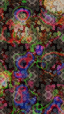 Şirin karalamalı çiçek desenli çizim. Raster illüstrasyonu. El yapımı çiçek ve bitki koleksiyonu. Eskiz tarzı siyah renkler. Raster illüstrasyonu.