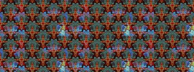 Raster Çiçek İllüstrasyonu güzel tekstil. Siyah renkli etnik çiçeklerle zarif eskiz deseni.