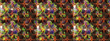 Çiçekli el çizimi çizimi deseni. Modern gelişim kahverengi ve siyah raster arka plan duvar kâğıdı illüstrasyonu klasik çizgili iz sürme desenli çiçekler, çiçekli süsler.