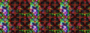 Çiçek çelengi. Eski moda arka plan. Güzel, parlak, pürüzsüz kumaş, tuval. Kıvırcık, parlak örgü. Desen, çizim, çiçek sınırı. Raster illüstrasyonu.