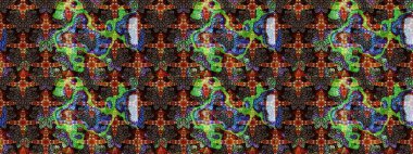 Raster illüstrasyonu. Kahverengi ve siyah renklere karalamalar çizilmiş çiçek deseni.