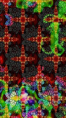 Çiçek deseni. Raster illüstrasyonu. Şatafatlı bahar bahçesi dokusu. Siyah ve yeşil renkte çiçek çizimi. Siyah ve yeşil renkte çiçekler.