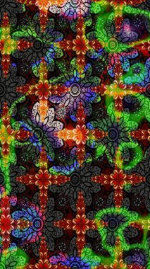 Renkli Bahar Teması eskiz kalıbı. Siyah ve yeşil renkli çiçekler. Düz Çiçek Elementleri Tasarımı. Sevimli çiçek raster deseni.