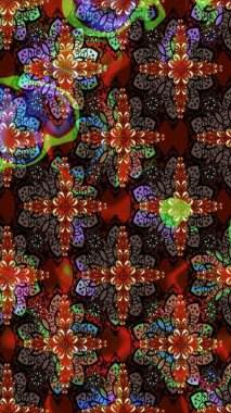 Düz Çiçek Elementleri Tasarımı. Raster Illustrasyon 'daki Çiçek Deseni' nin son moda çizimi. Güzel kumaş deseni. Renkli Yaz Teması çizim şablonu.