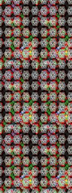 Raster Güzel kumaş deseni. Raster suluboya deseni, narin çiçekler, siyah çiçekler, tebrik kartı şablonu..