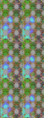 Suluboya çizimi. Çiçeklerle kusursuz desen. El çizimi. Yeşil ve gri renkte çiçekler.