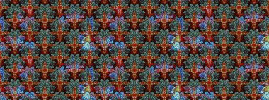 Raster Çiçek İllüstrasyonu güzel tekstil. Siyah renkli etnik çiçeklerle zarif eskiz deseni.