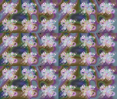 Düz Çiçek Elementleri Tasarımı. Çiçek deseni. Chichi 'nin kumaş kalıbını çiz. Renkli Bahar Teması eskiz kalıbı. Raster illüstrasyonu.