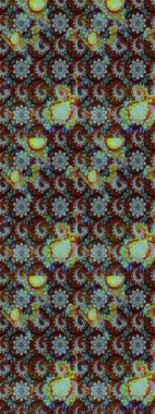 Kahverengi ve mavi renkli çiçekler. Düz Çiçek Elementleri Tasarımı. Raster illüstrasyonundaki çiçek desenli çizim. Renkli Bahar Teması çizim şablonu.