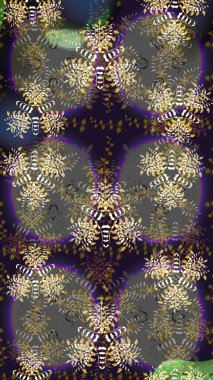 Parlak renkli çiçekleri ve gri renkli yaprakları olan harika bir çiçek deseni. Moda baskıları için zarif bir şablon. Halk tarzı. Modern çiçek arkaplanı.