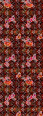 Eski usul. Raster illüstrasyonu. Eskiz geçmişi. Renkli desenli eskiz deseni, çiçekler ve dekoratif elementlerle. Kumaş, tekstil ve duvar kağıdı baskısı için..