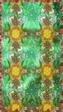 Modern stil dokusu. Çiçek desenli raster, yeşil çizgi grafik deseni soyut raster arkaplan.