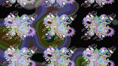 Raster illüstrasyonu. Moda baskısı, albüm, ambalaj kağıdı ve duvar kağıdı için zarif dekoratif süslemeler. Küçük çiçekli basit bir çiçek çizimi. Siyah renkte şirin çiçekler..