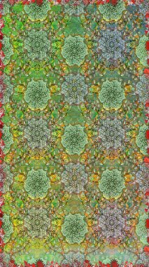 Karalama çiçekleri kusursuz desen. Raster deseni. Yeşil ve nötr el çizimi desen. Sanat ilham verici ve nötr stil çiçekler ve arkaplan bırakır.