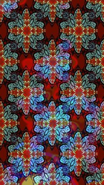 Suluboya çiçekli çiçek deseni. Kırmızı renkte güzel bir tekstil. Raster illüstrasyonu.