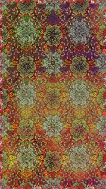 Kahverengi renklerde bahar çiçekleri. Raster illüstrasyonu. Patlayan çiçekler soyut olarak yerleştirilmiş. Raster deseni.