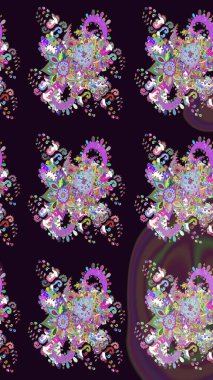 Çiçek tasarımı için inanılmaz bir kolaj cenneti tarzı. Parlak çiçekli kolaj çiçekleri siyaha boyanmış. Çiçekli zambaklar eskiz arka planı.