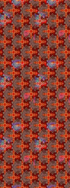 Çiçek süslemeli çizim deseni. Kahverengi renkli çiçekler. Raster illüstrasyonu.