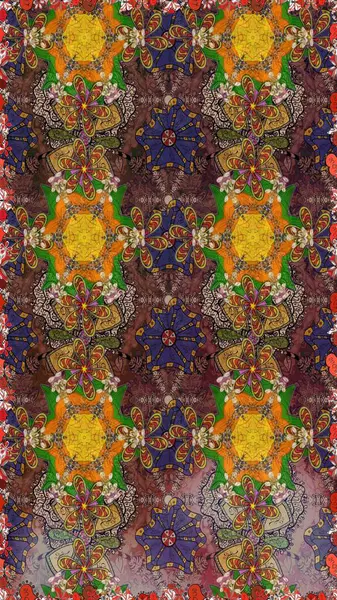 Çiçekli karalama şeklinde Raster çiçek deseni. Kahverengi renkli çiçekler. Nazikçe, güzel çiçek arkaplanı..