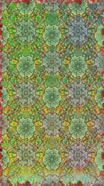 Karalama çiçekleri kusursuz desen. Raster deseni. Yeşil ve nötr el çizimi desen. Sanat ilham verici ve nötr stil çiçekler ve arkaplan bırakır.