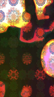 Gri ve kahverengi renkli çiçekler. Raster illüstrasyonunda çiçek deseni çizimi.