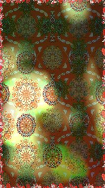 Raster illüstrasyonu. Dekorasyon ve tasarım için güzel bir desen. Moda baskısı. Eski model. Suluboya kusursuz desen. Çiçeğin suluboya çizimlerinin zarif deseni.