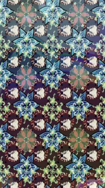 Raster illüstrasyonu. Çiçek buketleriyle klasik bir eskiz şekli. Mavi renklerde.