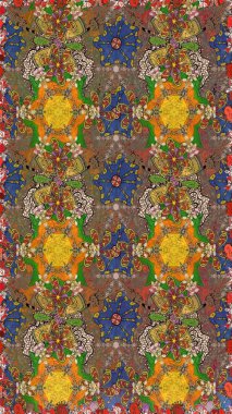 Raster illüstrasyonu. Kahverengi ve yeşil renklerde. Anti-stres için Raster soyut şablon sayfası.