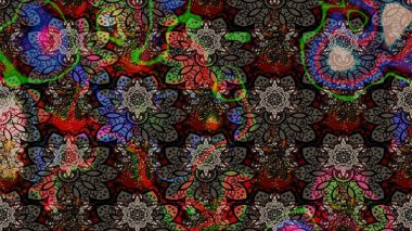 Moda baskısı, albüm, ambalaj kağıdı ve duvar kağıdı için zarif dekoratif süslemeler. Raster illüstrasyonu. Küçük çiçekli basit bir çiçek çizimi. Siyah renkte şirin çiçekler..