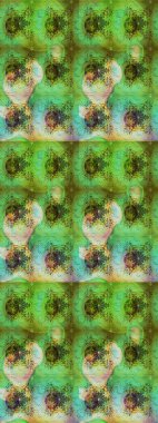 Tekrarlayan çiçek arkaplanı, zarif yeşil çiçek duvar kağıdı. Yeşil renkler üzerine çiçek desenli çizimler, el yapımı papatyalar, papatyalar..