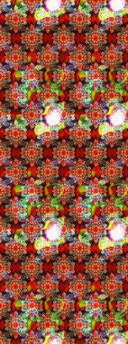 Suluboya çiçekli çiçek deseni. Raster illüstrasyonu. Kırmızı ve nötr renklerde güzel tekstil.