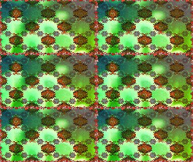 Raster illüstrasyonunda kusursuz çiçek deseni. Düz Çiçek Elementleri Tasarımı. Renkli Bahar Temalı Kusursuz Arkaplan. Yeşil ve kahverengi renkte çiçekler.