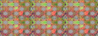 Renkli Yaz Temalı Kusursuz Arkaplan. Düz Çiçek Elementleri Tasarımı. Raster Illustrasyon 'da moda olmayan çiçek deseni. Gri ve kahverengi renkte çiçekler.