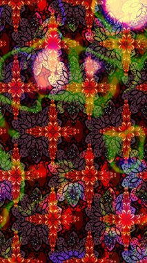 Çiçekli karalama şeklinde Raster çiçek deseni. Kahverengi ve siyah renkli çiçekler. Yumuşak, bahar çiçekli arka plan.