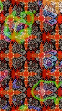 Kahverengi ve kırmızı renkte çiçekler. Çizim çiçek deseni duvar kâğıdı olarak kullanılabilir. Raster illüstrasyonu.