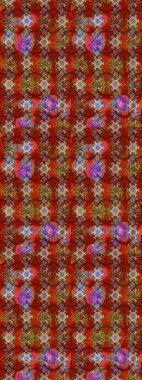 Raster illüstrasyonu. Kahverengi, kırmızı ve bej renkli çiçekler. Çiçek süslemeli çizim deseni.