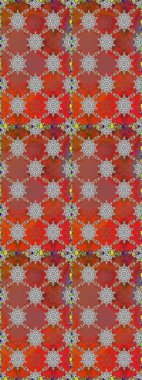 Renkli Bahar Temalı Kusursuz Arkaplan. Düz Çiçek Elementleri Tasarımı. Kahverengi ve kırmızı renkte çiçekler. Raster illüstrasyonunda kusursuz çiçek deseni.