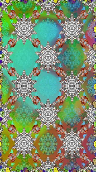 Düz Çiçek Elementleri Tasarımı. Renkli Bahar Temalı Kusursuz Arkaplan. Raster kusursuz. Güzel kumaş deseni. Çiçek deseni.