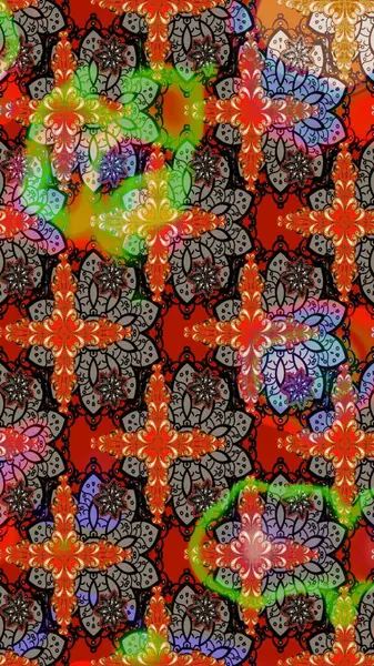 Kahverengi ve kırmızı renkte çiçekler. Çizim çiçek deseni duvar kâğıdı olarak kullanılabilir. Raster illüstrasyonu.