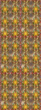 Kahverengi renkli çiçekler. Raster illüstrasyonu. El çizimi çiçekli soyut çizim deseni.