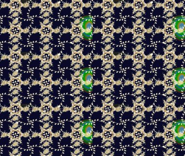 Düz Çiçek Elementleri Tasarımı. Süslü kumaş deseni. Raster illüstrasyonundaki çiçek desenli çizim. Renkli Bahar Teması çizim şablonu.