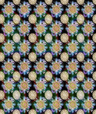 Raster illüstrasyonu. Güzel kumaş deseni. Kusursuz çiçek deseni. Renkli Bahar Temalı Kusursuz Arkaplan. Asya tekstil tarzında. Düz Çiçek Elementleri Tasarımı.