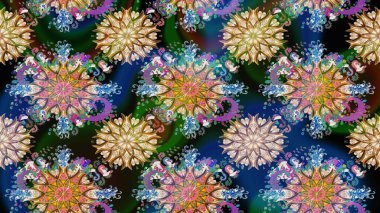 Çiçek. Taslak dekoratif arka plan, çiçek mandala. Mavi renklerde. Raster illüstrasyonu.