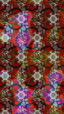 Çiçekli karalama şeklinde Raster çiçek deseni. Kahverengi renkli çiçekler. Nazik, narin çiçek arkaplanı.